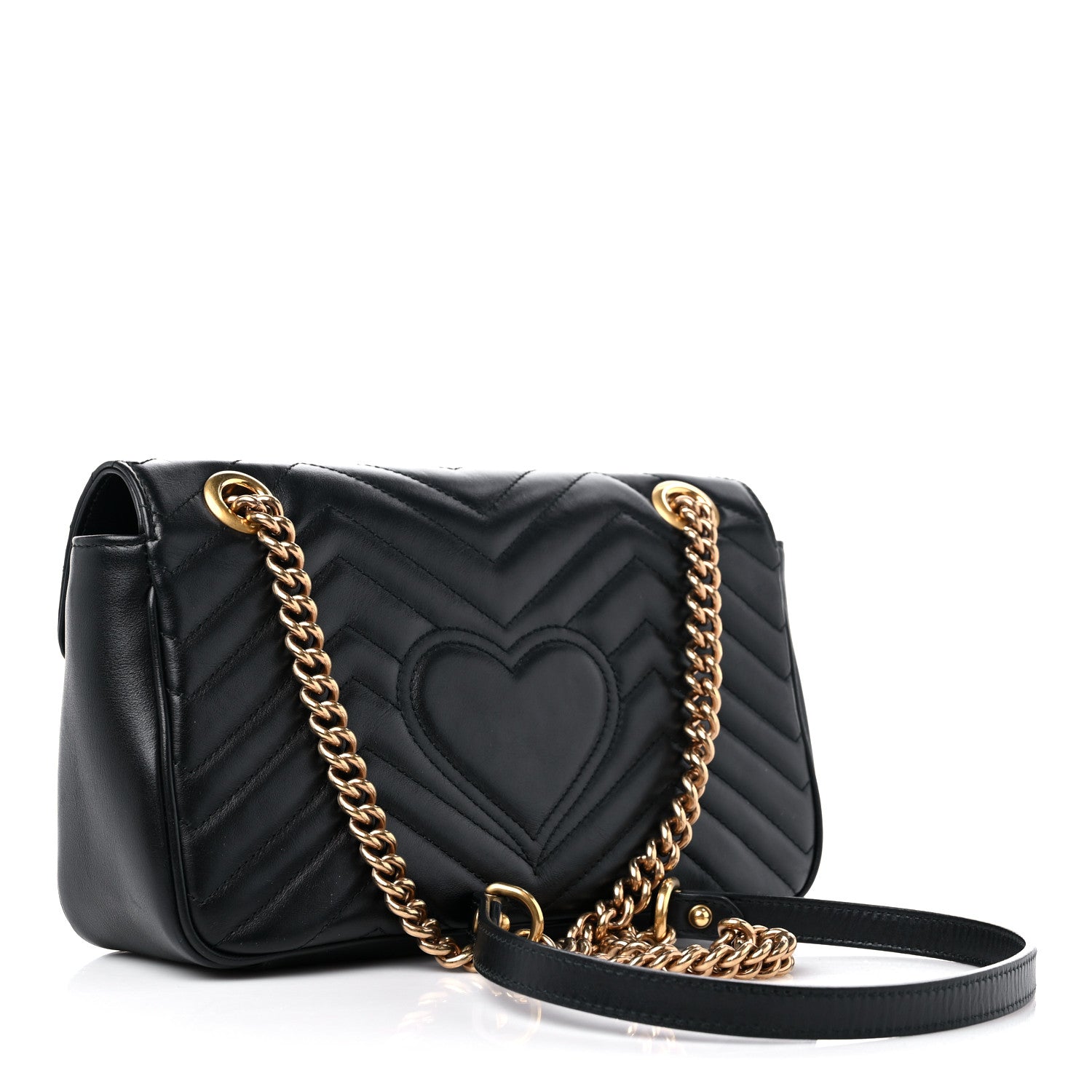 Gucci Calfskin Matelasse Small GG Marmont Shoulder Bag Black 4 of 11