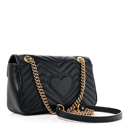 Gucci Calfskin Matelasse Small GG Marmont Shoulder Bag Black 4 of 11