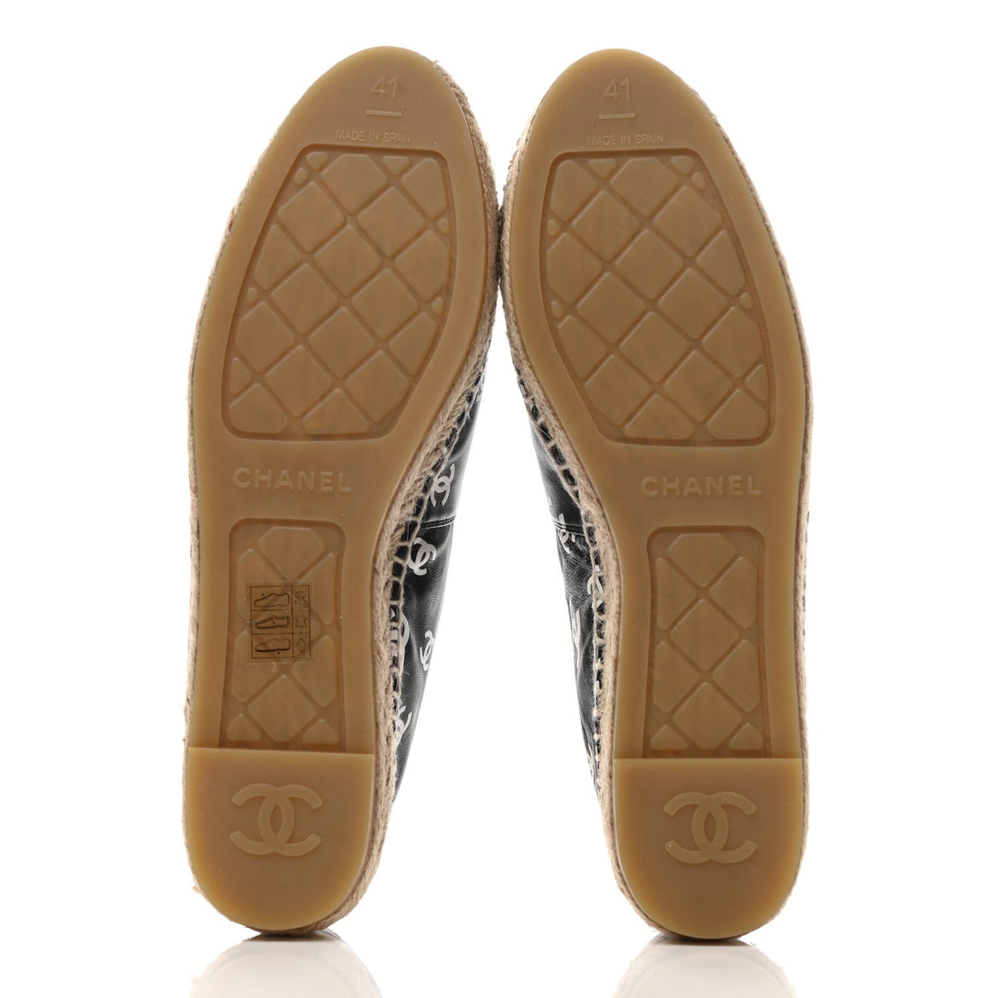 Lambskin Printed CC Espadrilles 41 Black White