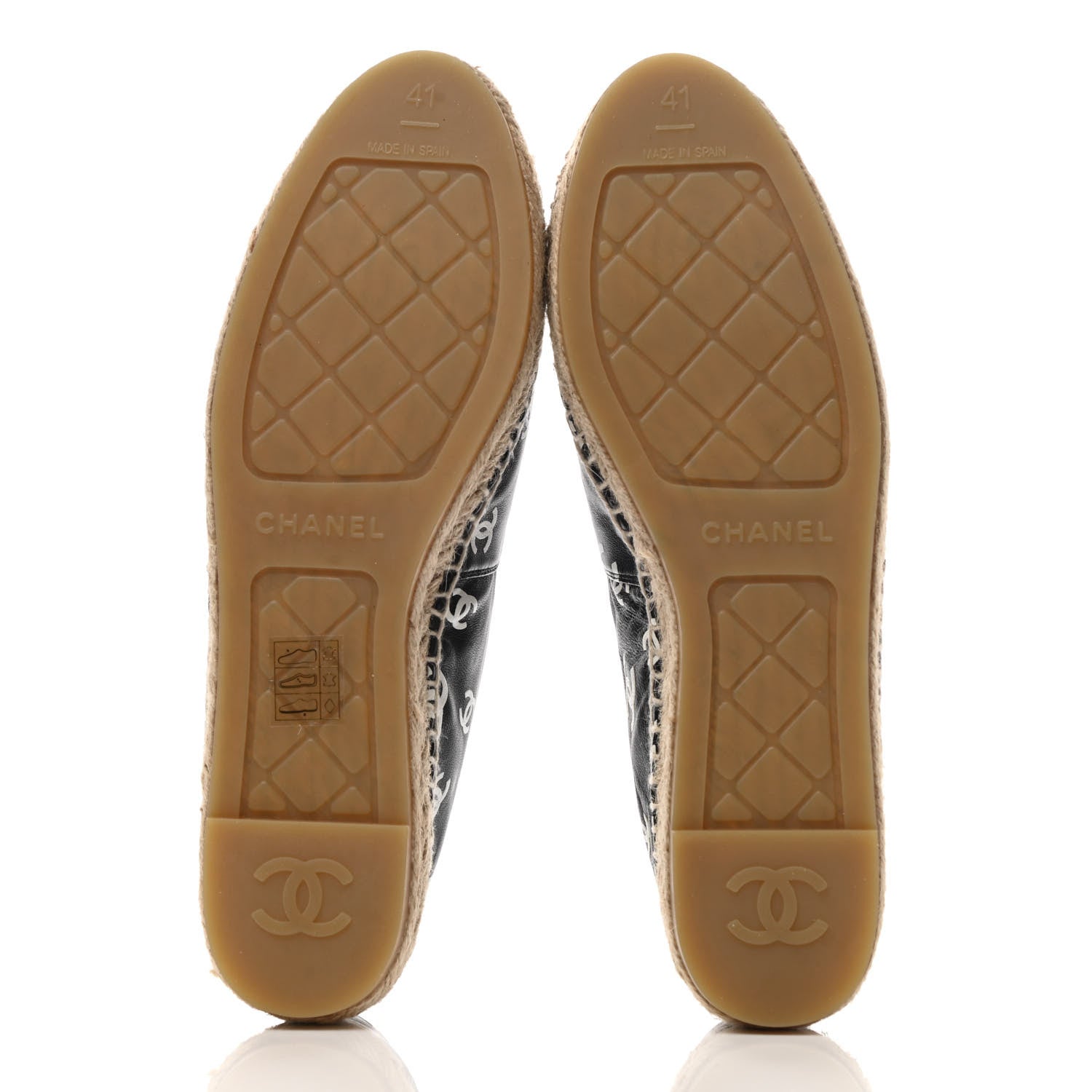 Chanel Lambskin Printed CC Espadrilles 41 Black White 5 of 10