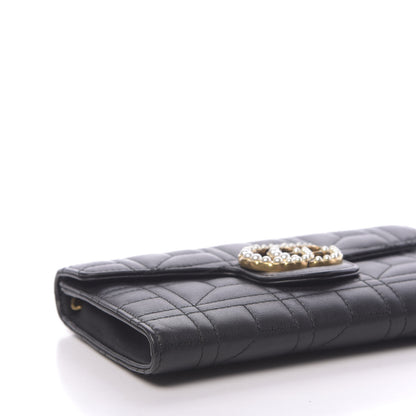 Gucci Calfskin Matelasse Mini Pearly GG Marmont Chain Wallet Black 8 of 11