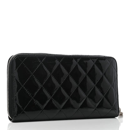 Chanel Patent Quilted Brilliant Zip Around Wallet Black 3 of 8