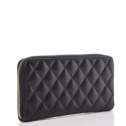 Chanel Caviar Quilted Large Gusset Zip Around Wallet Black 3 of 9