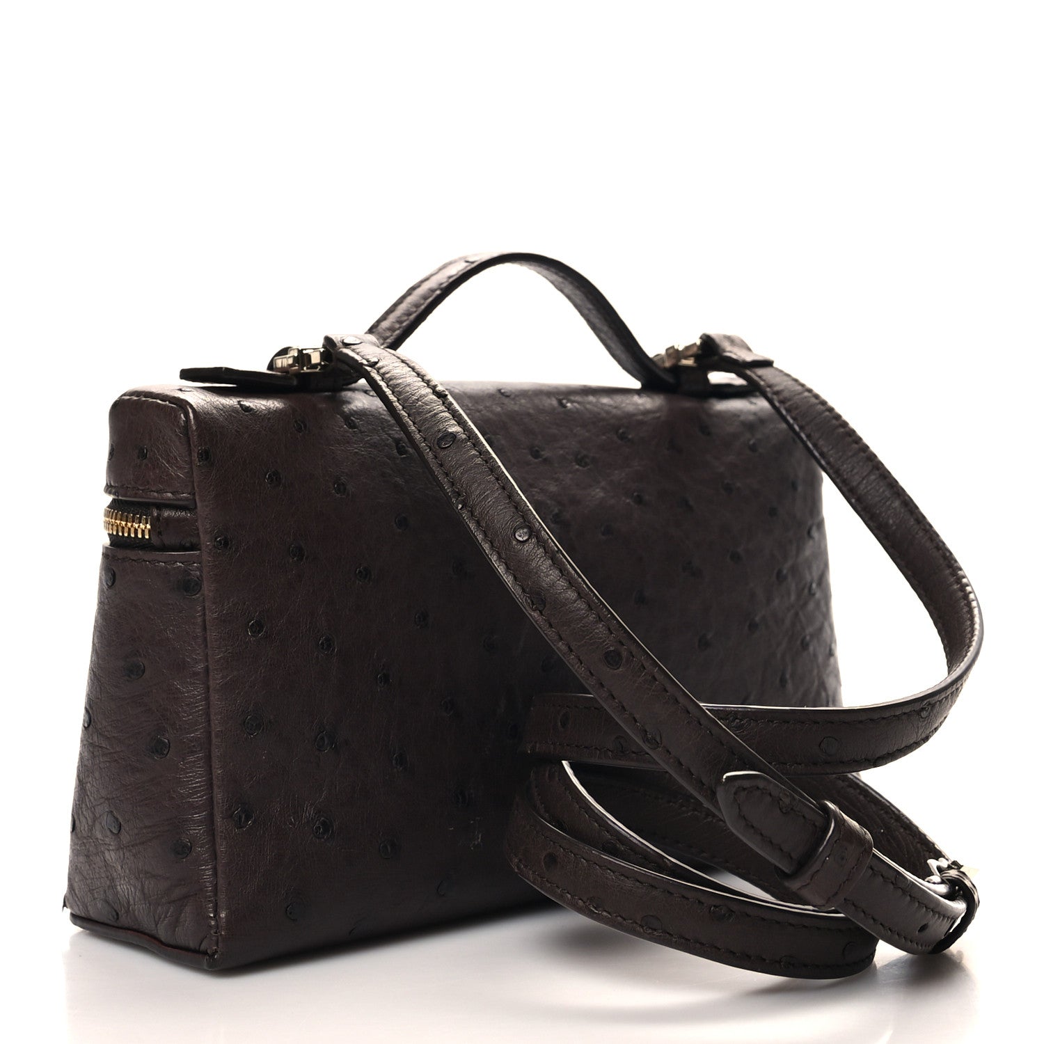 Loro Piana Ostrich L19 Extra Pocket Pouch Chocolate 3 of 10