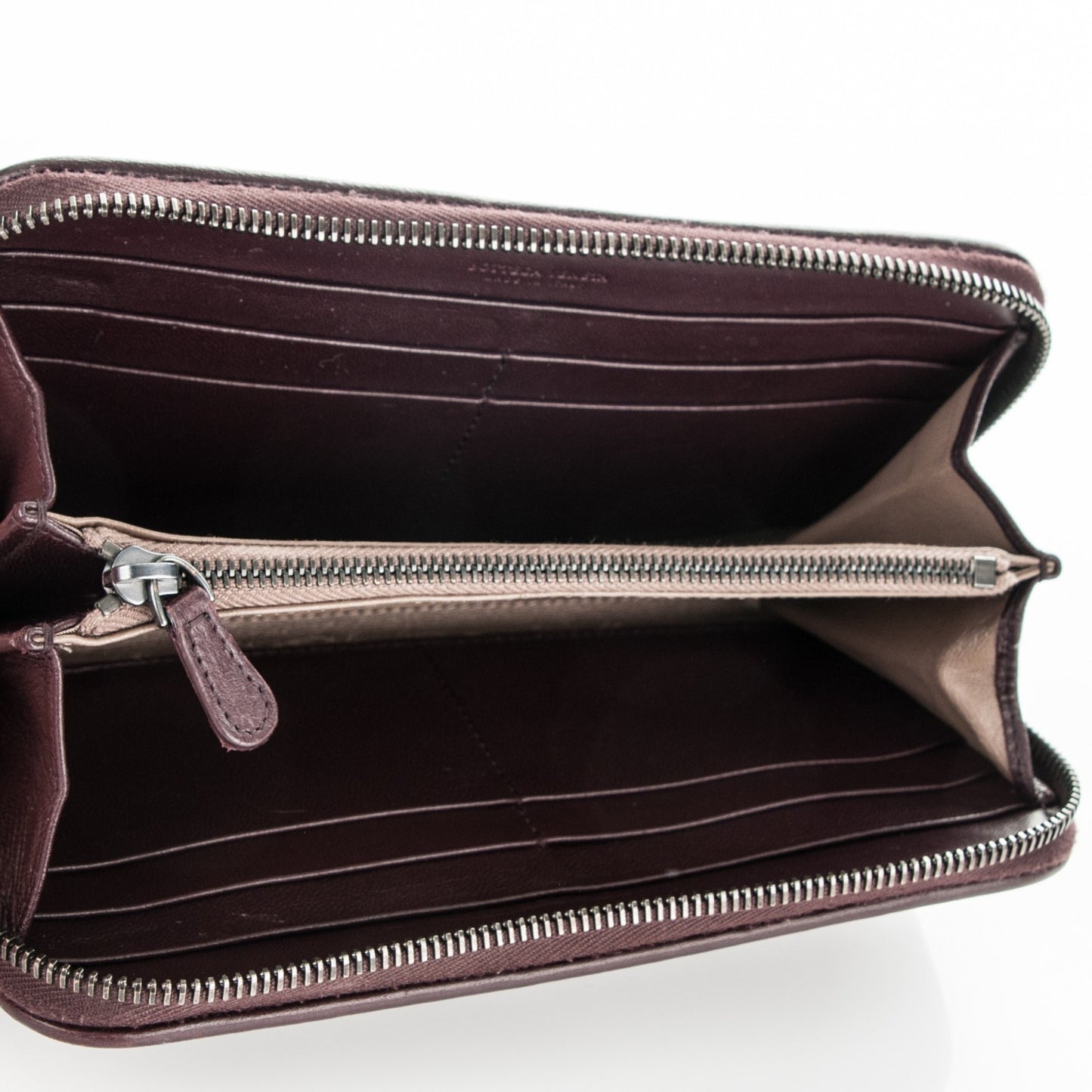Nappa Intrecciato Zip Around Wallet Aubergine