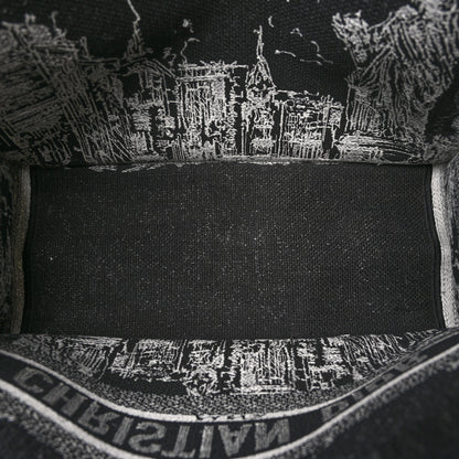 Christian Dior Canvas Embroidered Medium New York Book Tote Black White 5 of 10