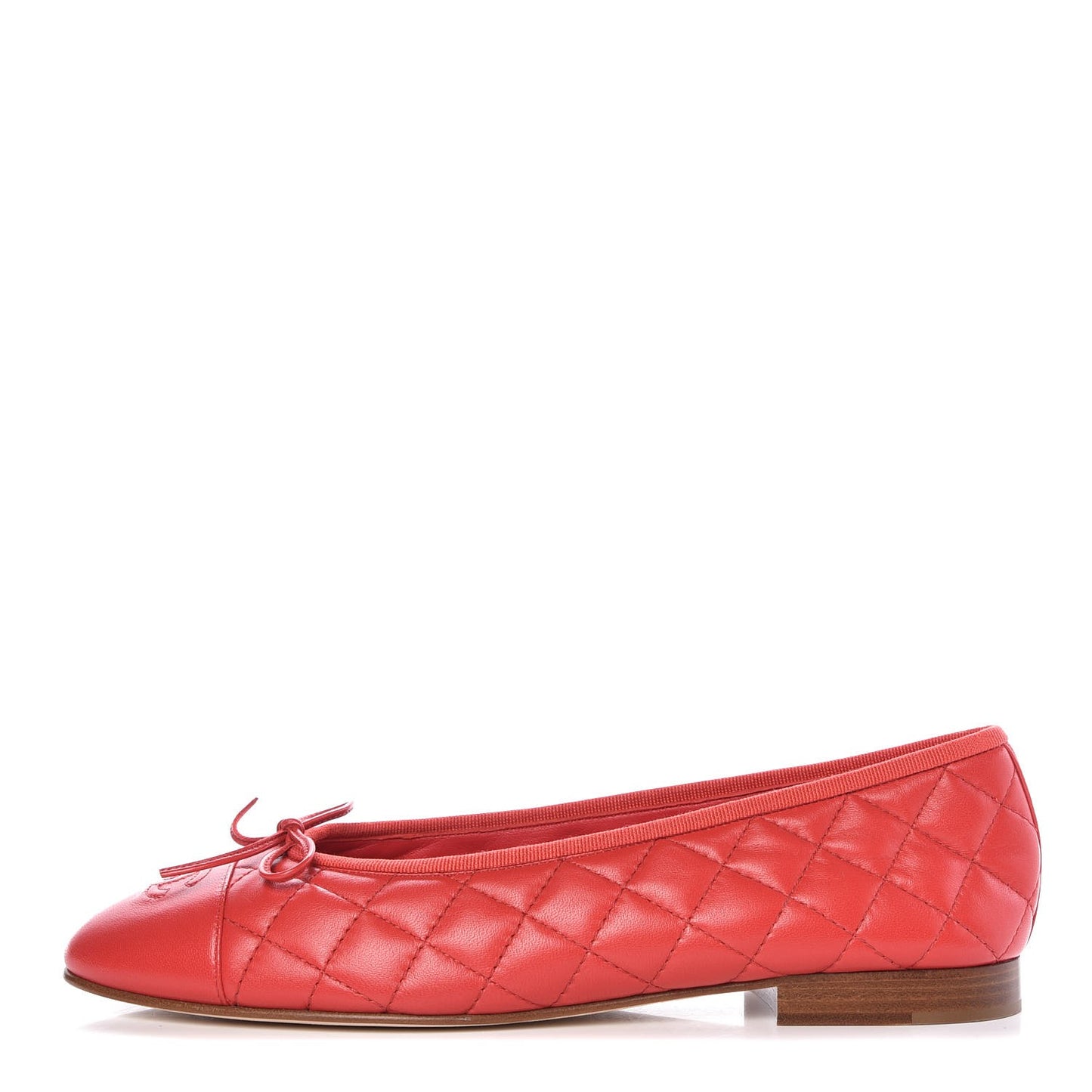 Lambskin Quilted CC Cap Toe Ballerina Flats 41 Light Red