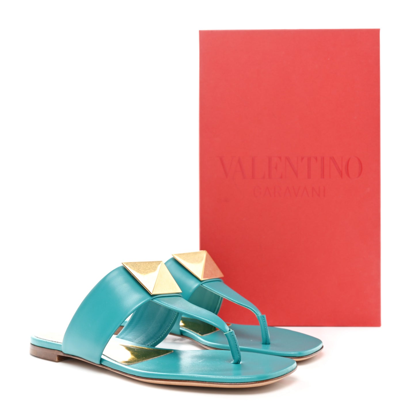 Calfskin One Stud Flat Thong Sandals 36 Ultramar