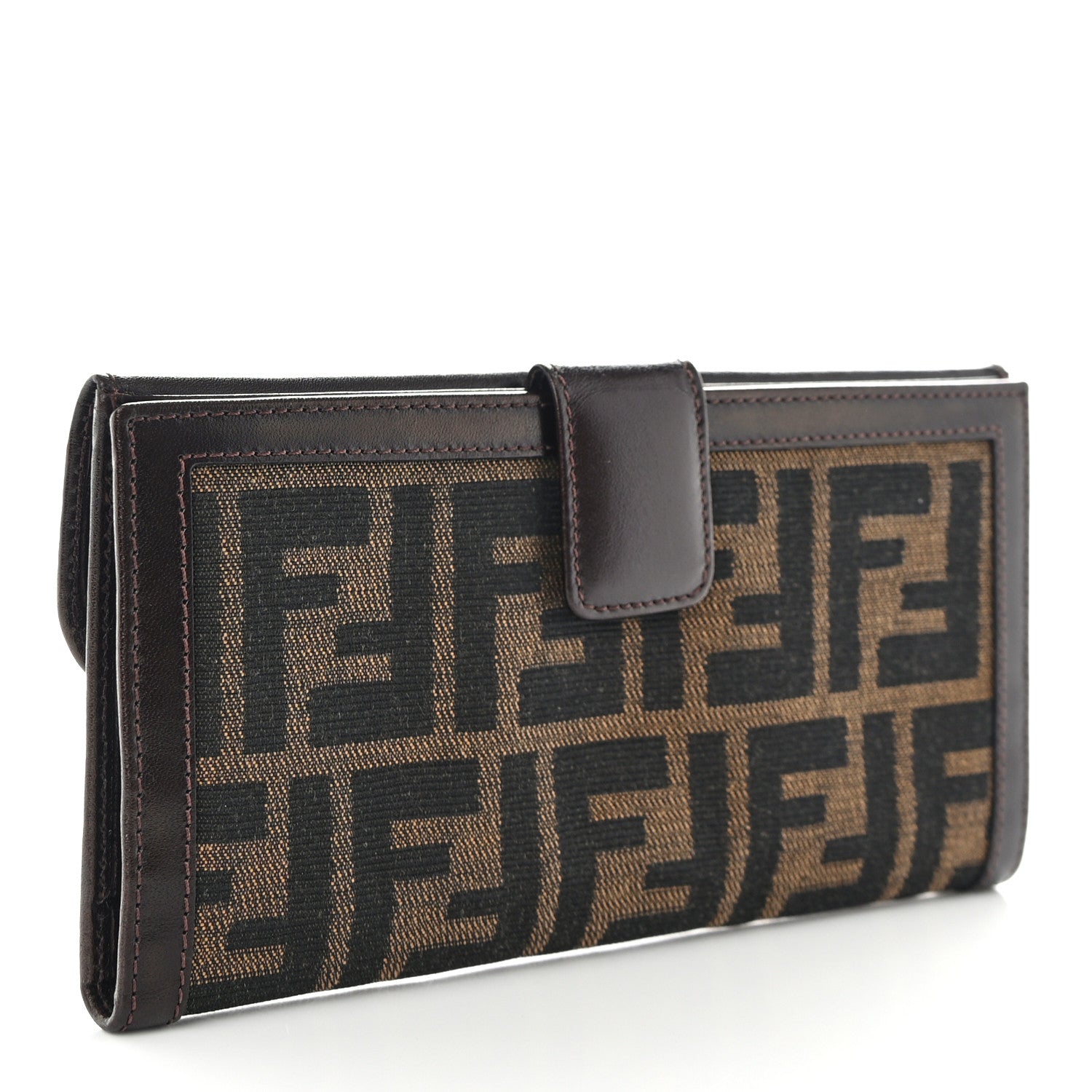 Fendi Zucca Calfskin Continental Flap Wallet Tobacco 3 of 13