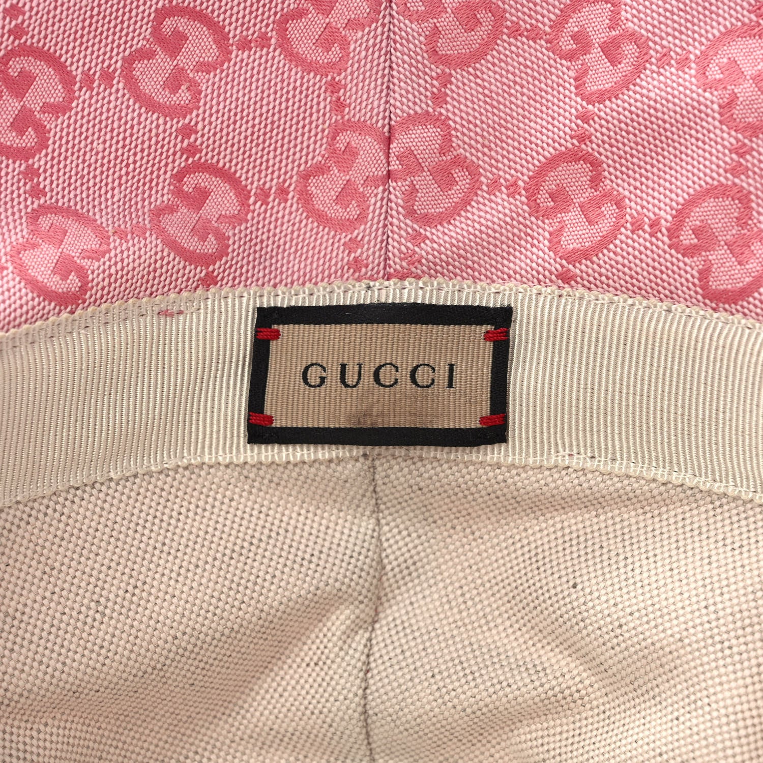 Gucci Monogram Textured Dollar Calfskin GG Jago Bucket Hat M Soft Cotton Candy Dark Cotton Candy 8 of 11