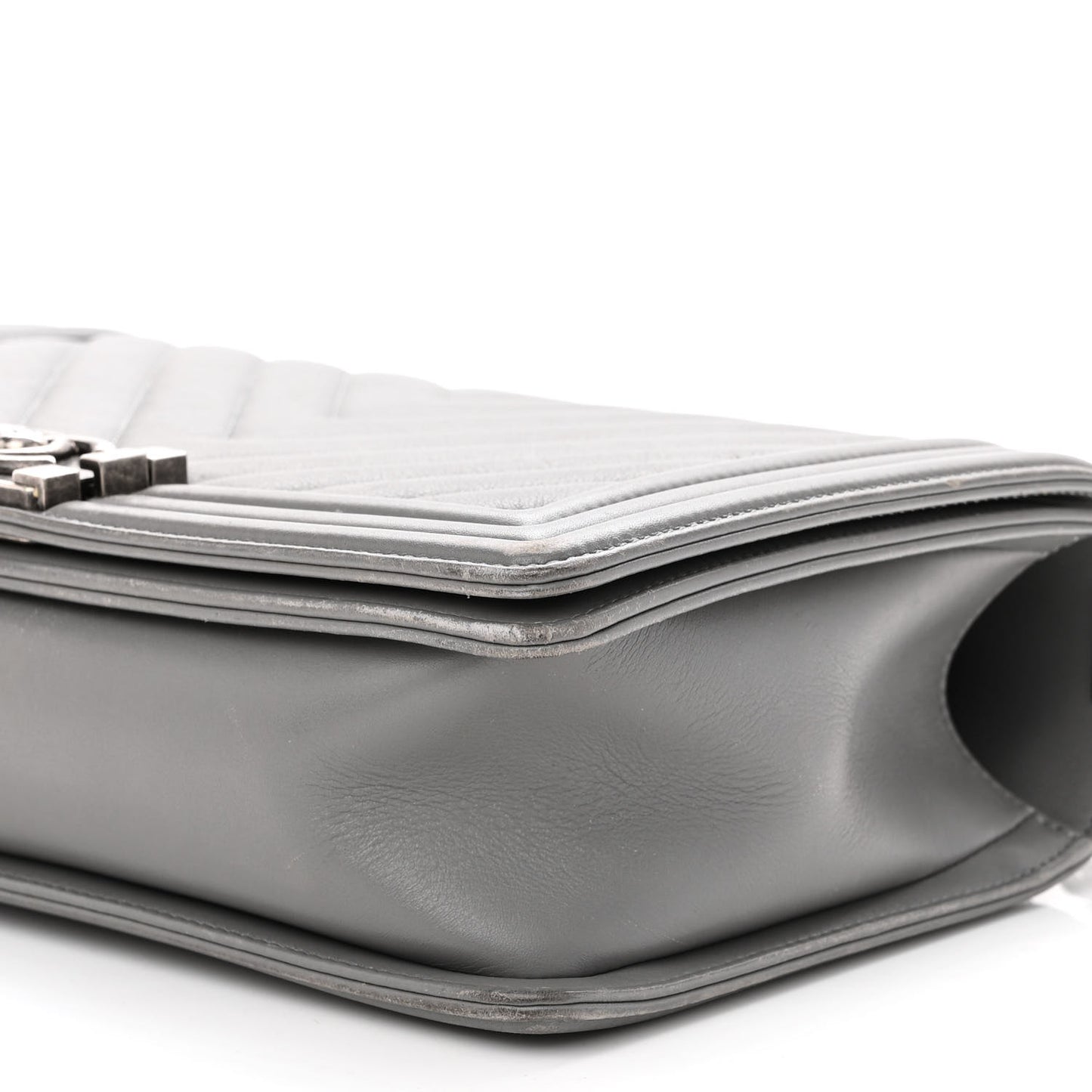 Lambskin Chevron Quilted New Medium Boy Flap Grey