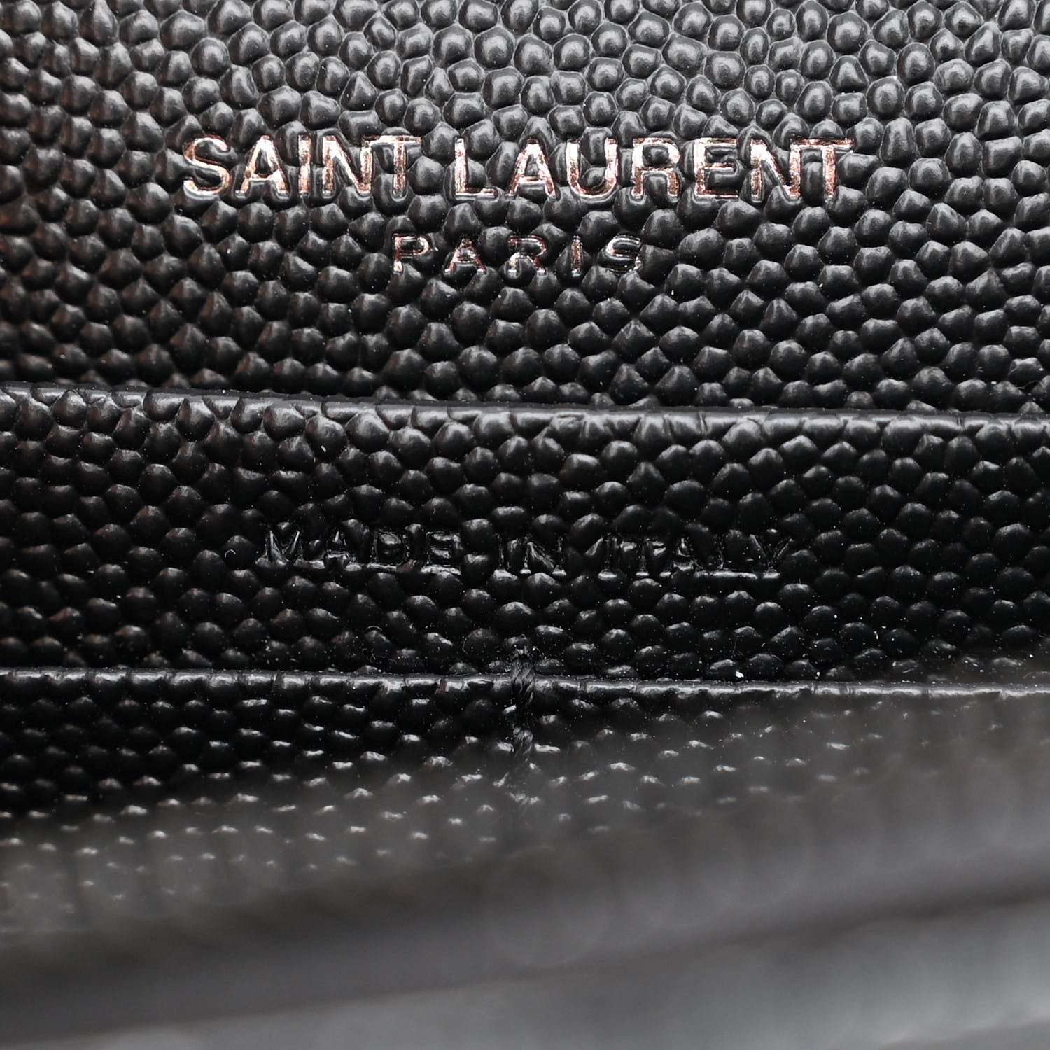 Saint Laurent Grain De Poudre Matelasse Chevron Monogram Monochrome Envelope Chain Wallet Black 6 of 10