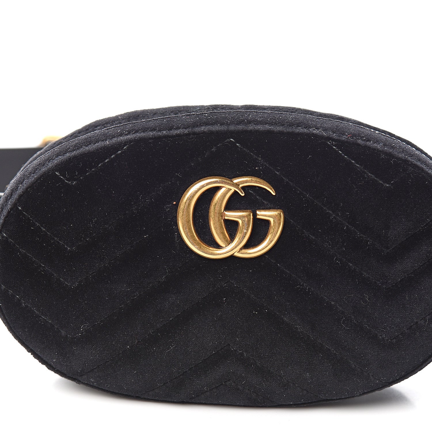 Gucci Velvet Matelasse GG Marmont Belt Bag 85 34 Black 10 of 11