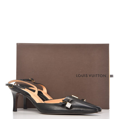Louis Vuitton Calfskin Slingback Dice Pumps 38 Black 11 of 11