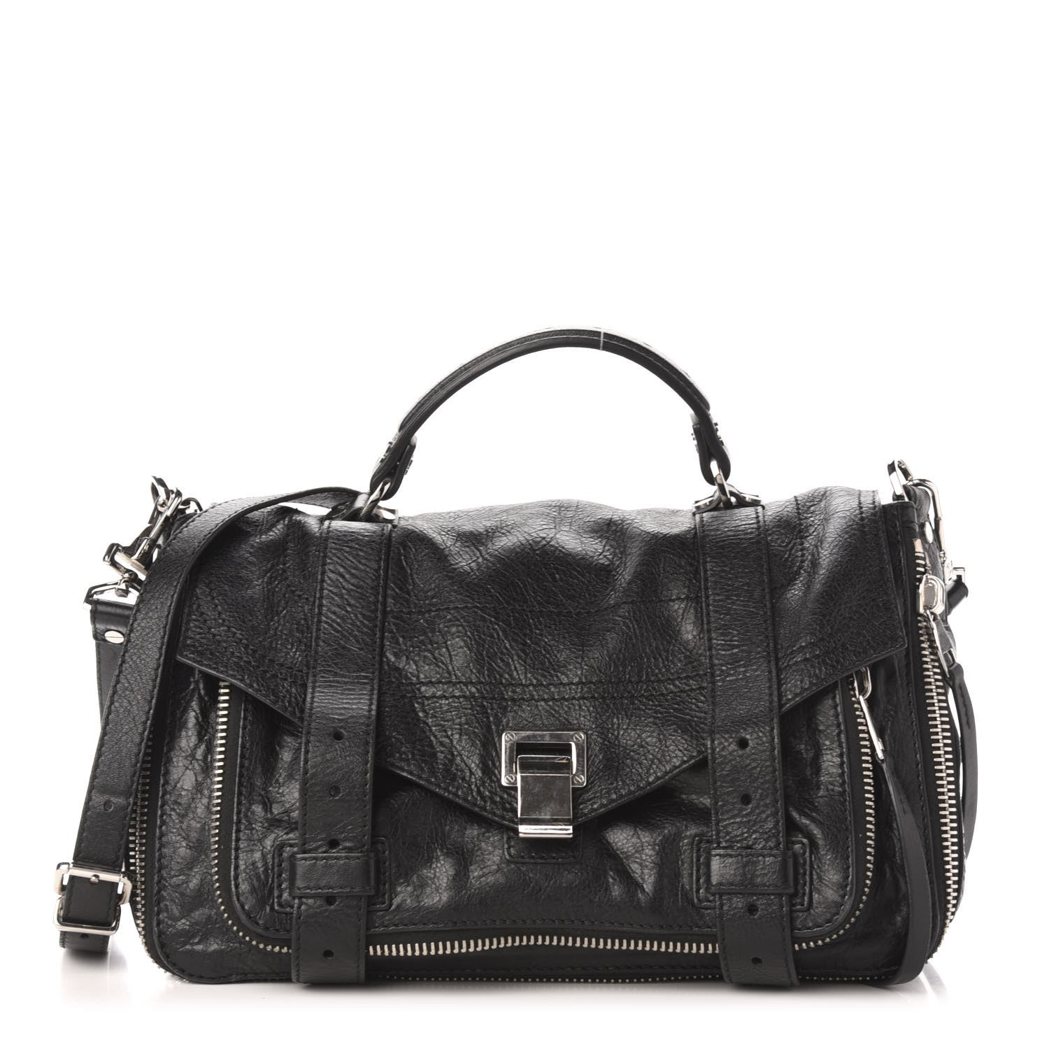Proenza Schouler Lambskin Medium PS1 Plus Zip Satchel Black 1 of 12