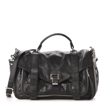 Proenza Schouler Lambskin Medium PS1 Plus Zip Satchel Black 1 of 12