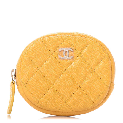 Chanel Caviar Quilted Zip Around Classic Coin Purse Yellow 1 of 10