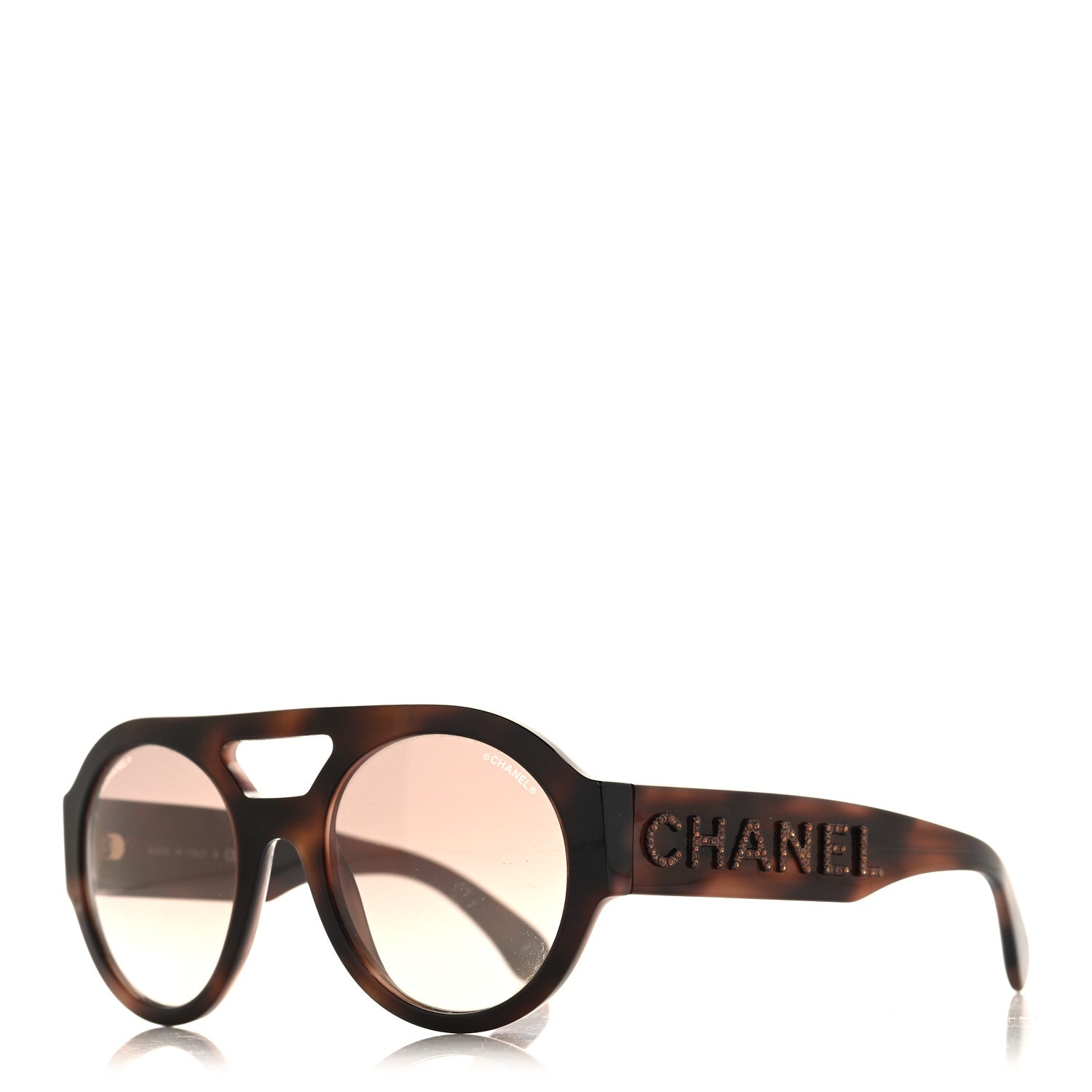 Chanel Resin Crystal Polarized Sunglasses 5419-B Tortoise 1 of 7