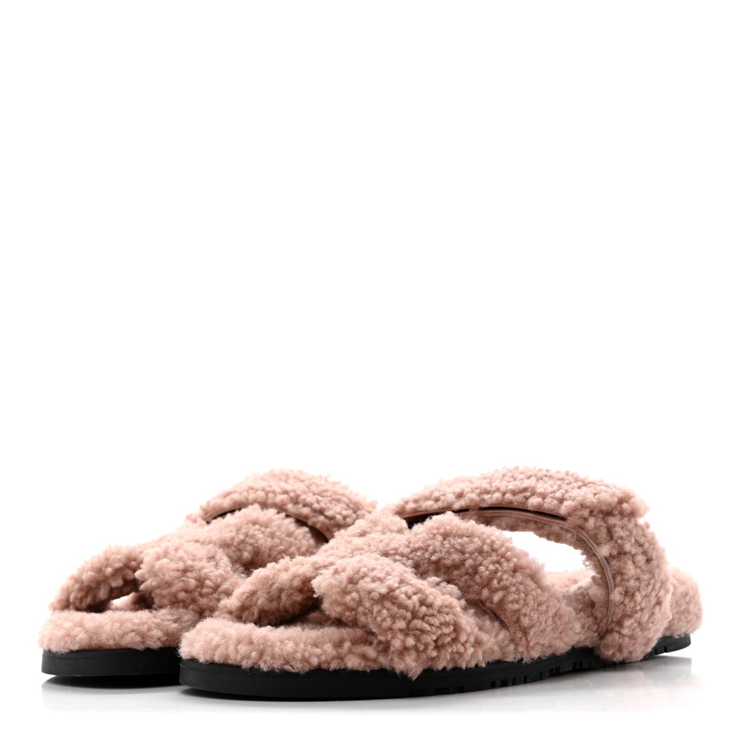 Hermes Woolskin Womens Chypre Sandals 39.5 Bois De Santal 4 of 8