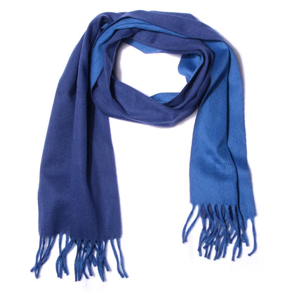 Hermes Cashmere Reversible Evelyne Scarf Bleu Ocean and Bleu Cobalt 1 of 6
