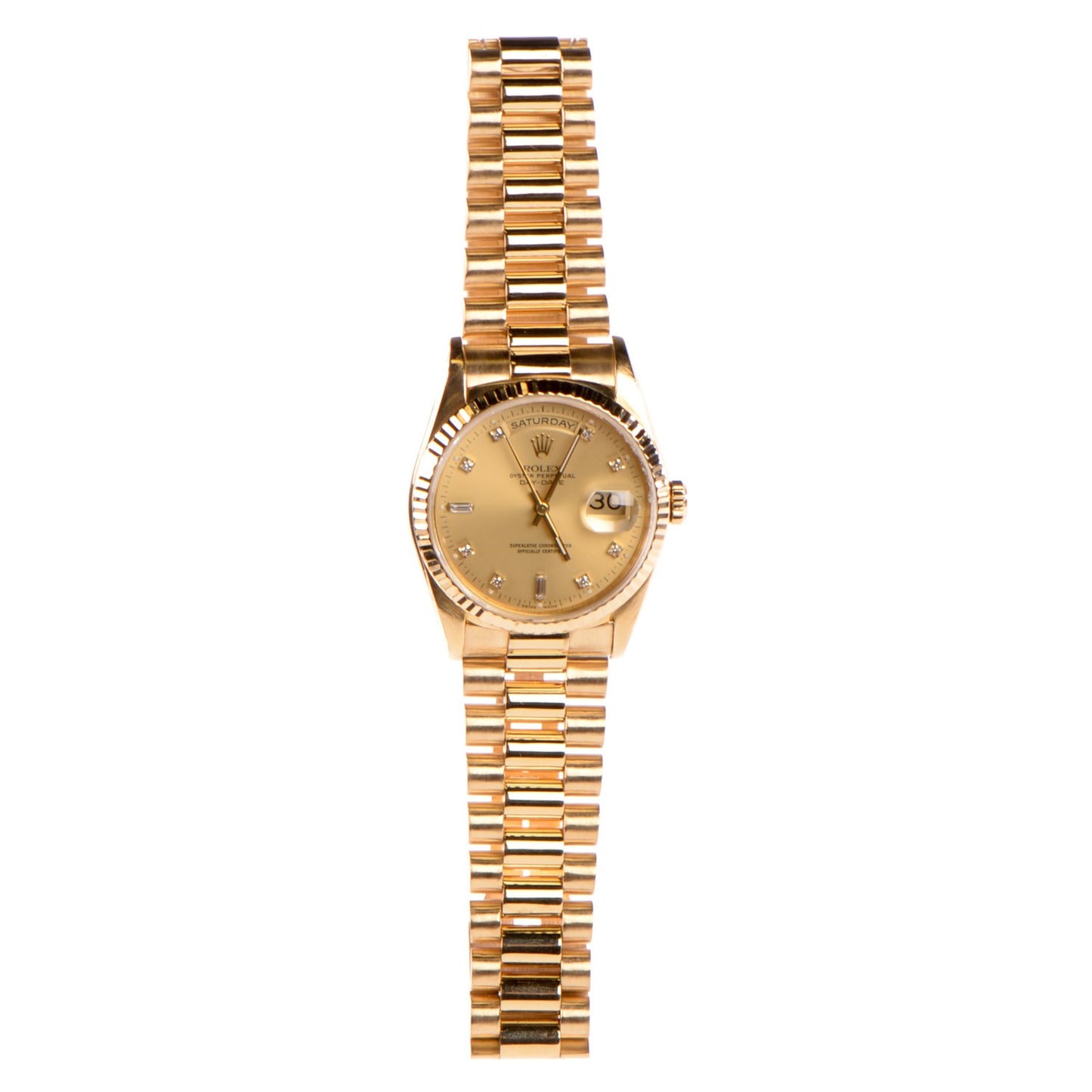 18K Yellow Gold Diamond 36mm Oyster Perpetual Day-Date President Watch Champagne 18238