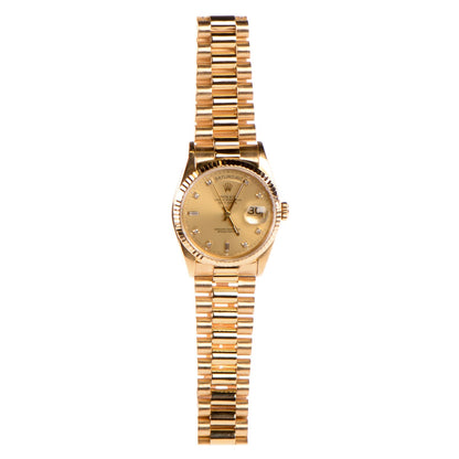 Rolex 18K Yellow Gold Diamond 36mm Oyster Perpetual Day-Date President Watch Champagne 18238 3 of 10