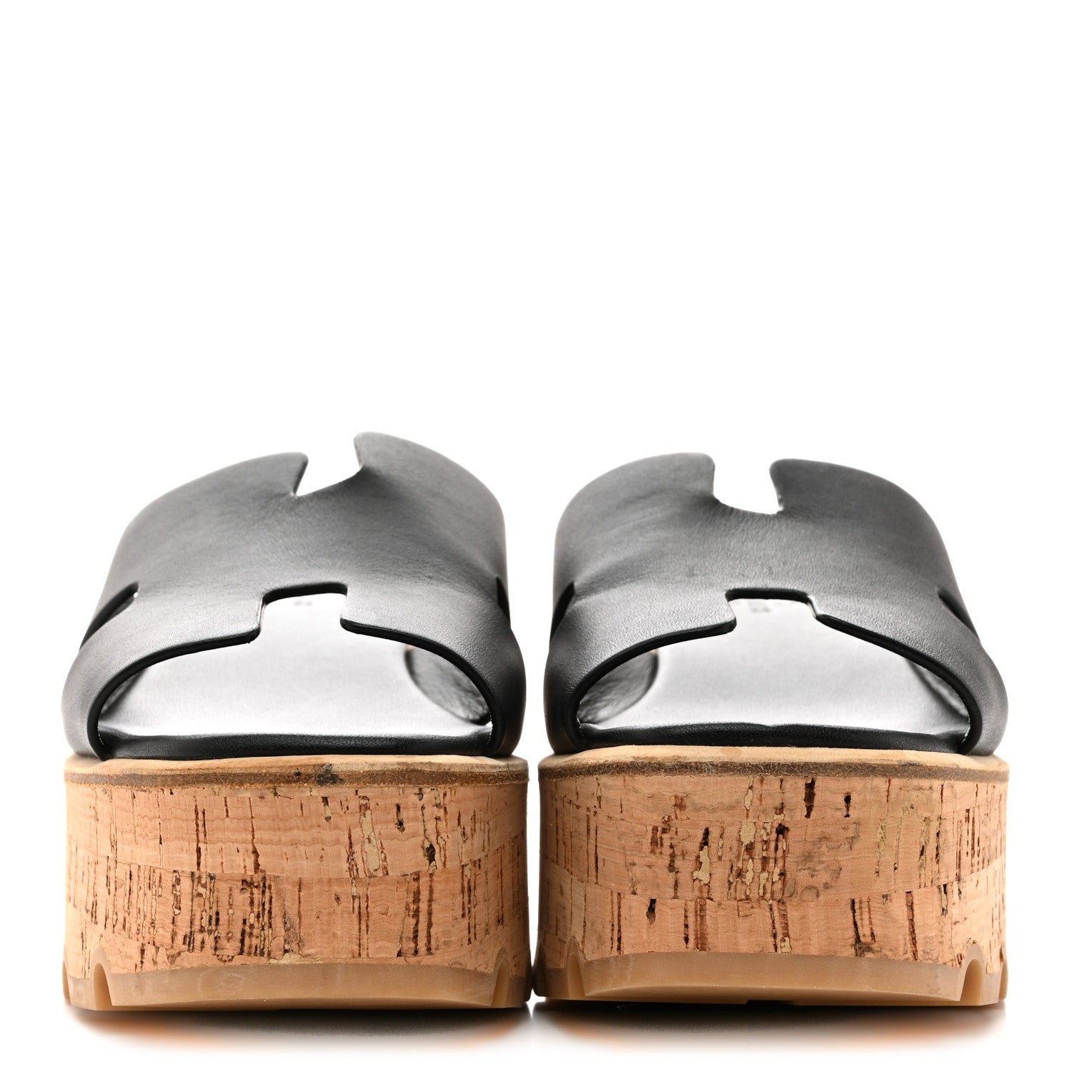 Hermes Calfskin Cork Eze 30 Sandals 37 Black 3 of 10