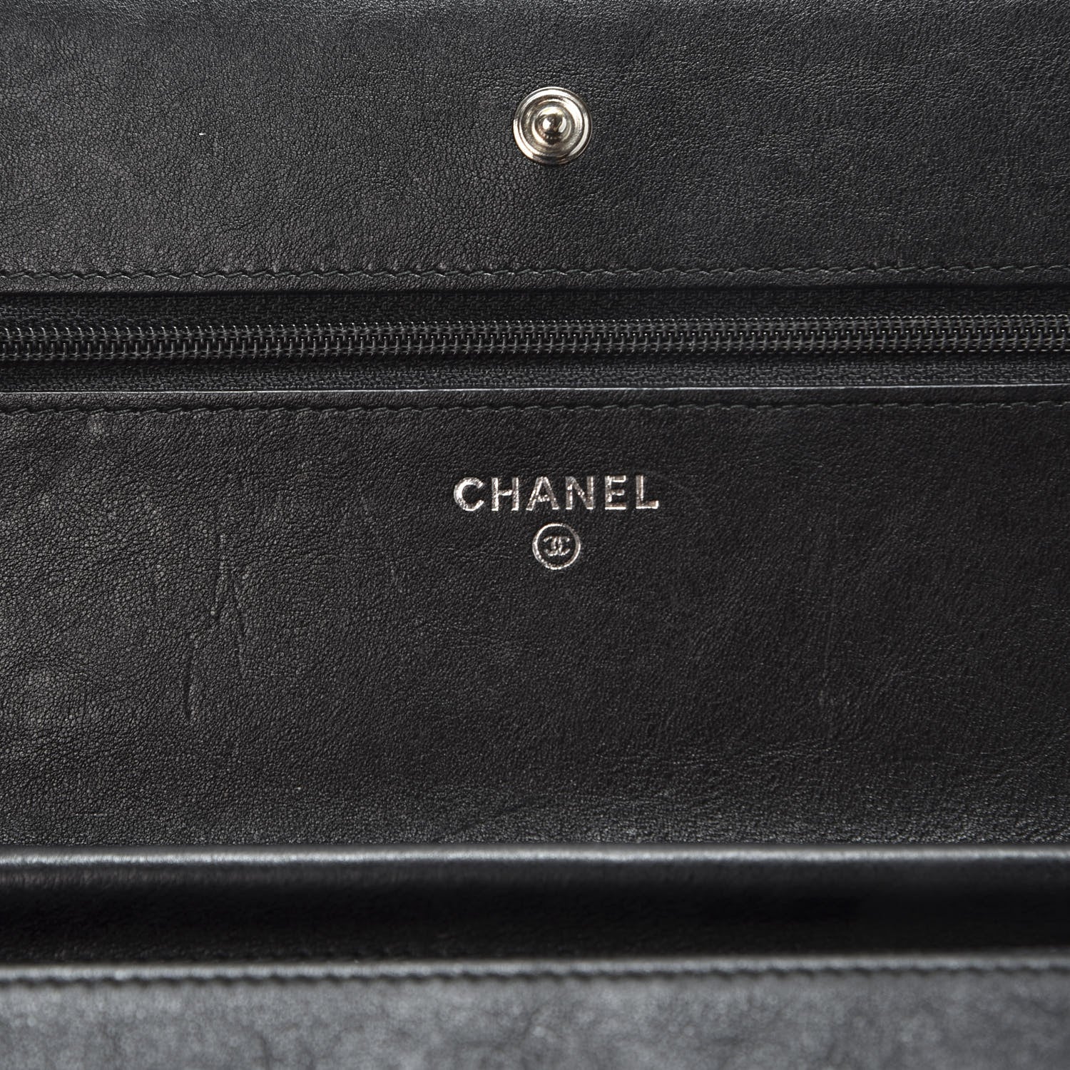 Chanel Crumpled Calfskin Quilted Wallet On Chain WOC So Black 10 of 13