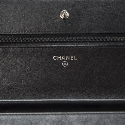 Chanel Crumpled Calfskin Quilted Wallet On Chain WOC So Black 10 of 13