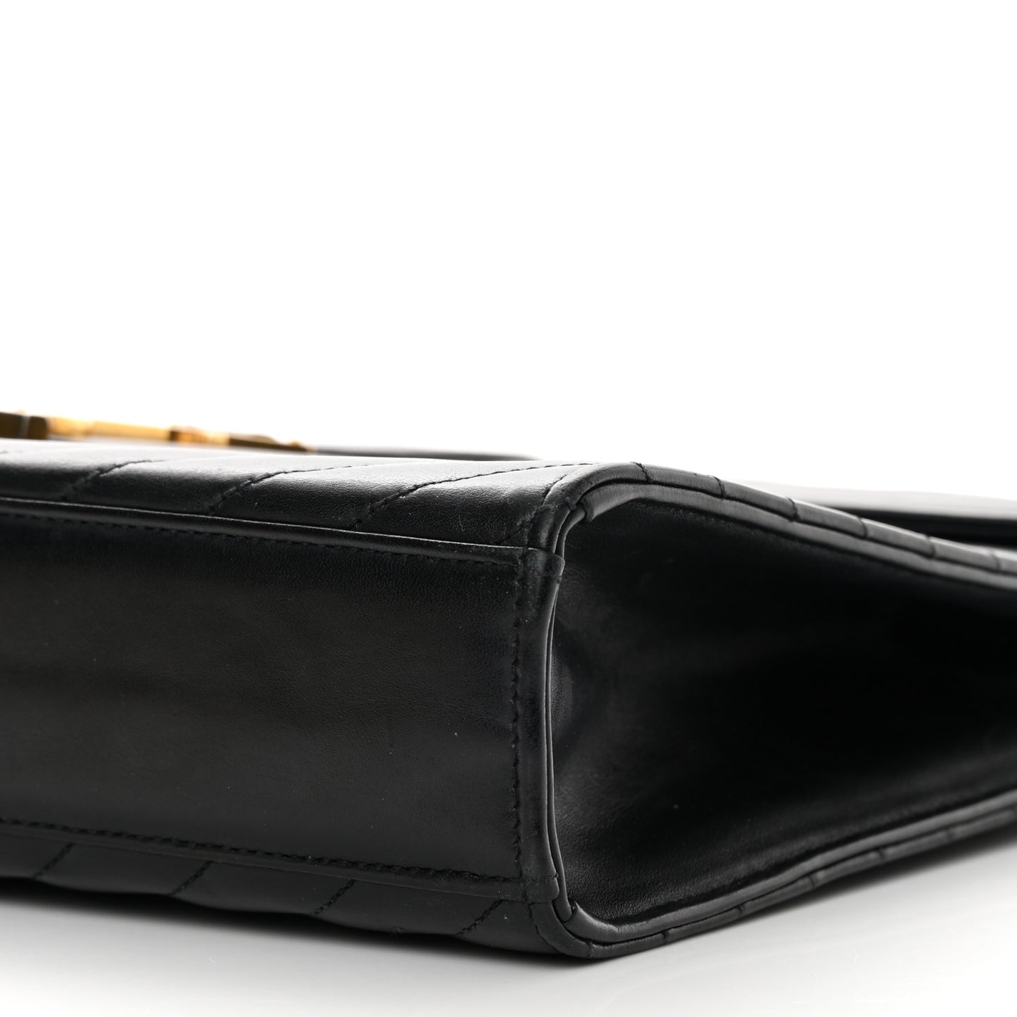 Smooth Calfskin Matelasse Chevron Large Monogram Satchel Black