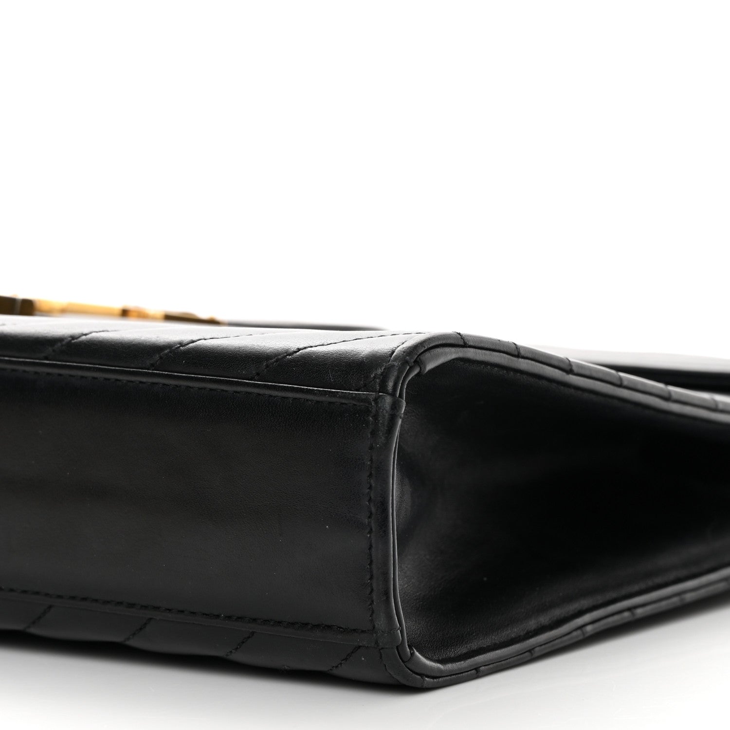 Saint Laurent Smooth Calfskin Matelasse Chevron Large Monogram Satchel Black 10 of 19