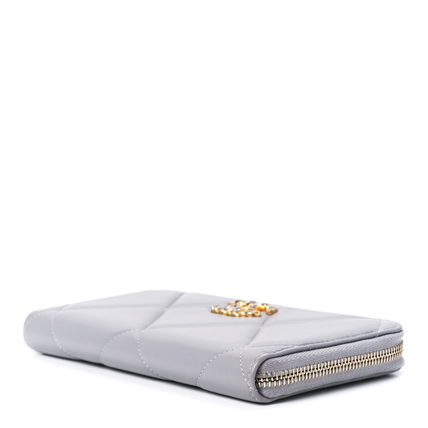 Chanel Lambskin Quilted Chanel 19 Long Zipped Around Wallet Grey 10 of 12