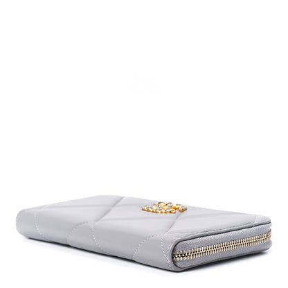 Chanel Lambskin Quilted Chanel 19 Long Zipped Around Wallet Grey 10 of 12