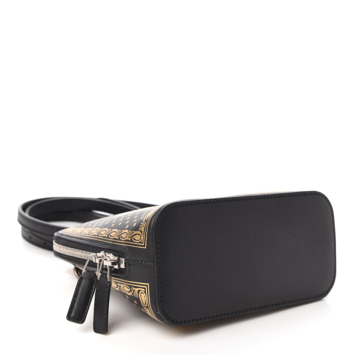 X SEGA Calfskin GUCCY Stars Mini Dome Shoulder Bag Black Gold