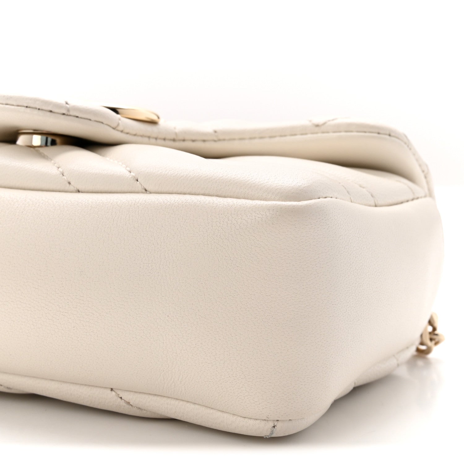 Gucci Lambskin Matelasse Mini GG Marmont Shoulder Bag White 10 of 11