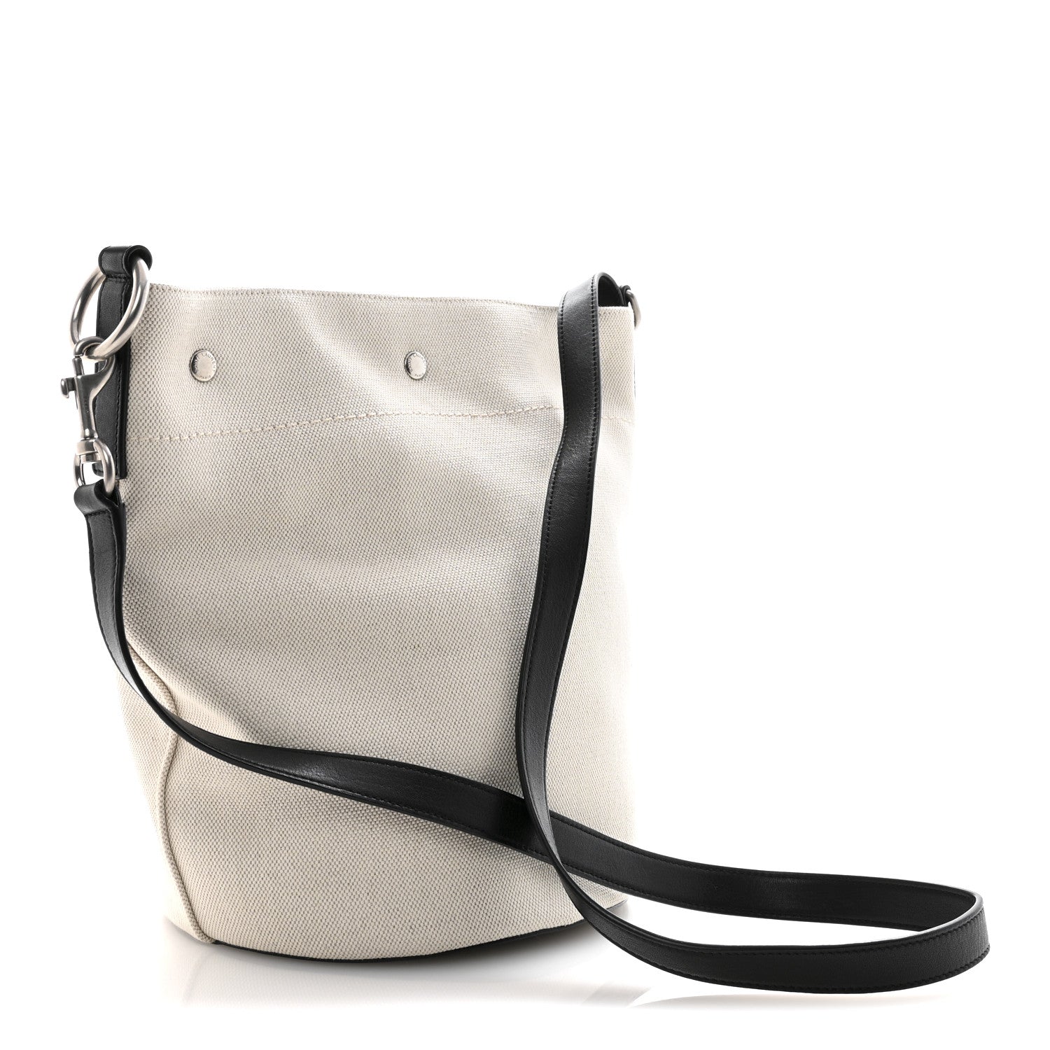Saint Laurent Linen Calfskin Rive Gauche Bucket Bag Greggio Natural 3 of 10