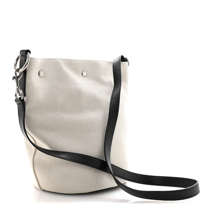 Saint Laurent Linen Calfskin Rive Gauche Bucket Bag Greggio Natural 3 of 10