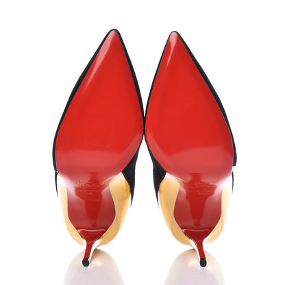 Christian Louboutin Veau Velours Specchio 100 Delicotte Booties 38 Black Gold 5 of 7