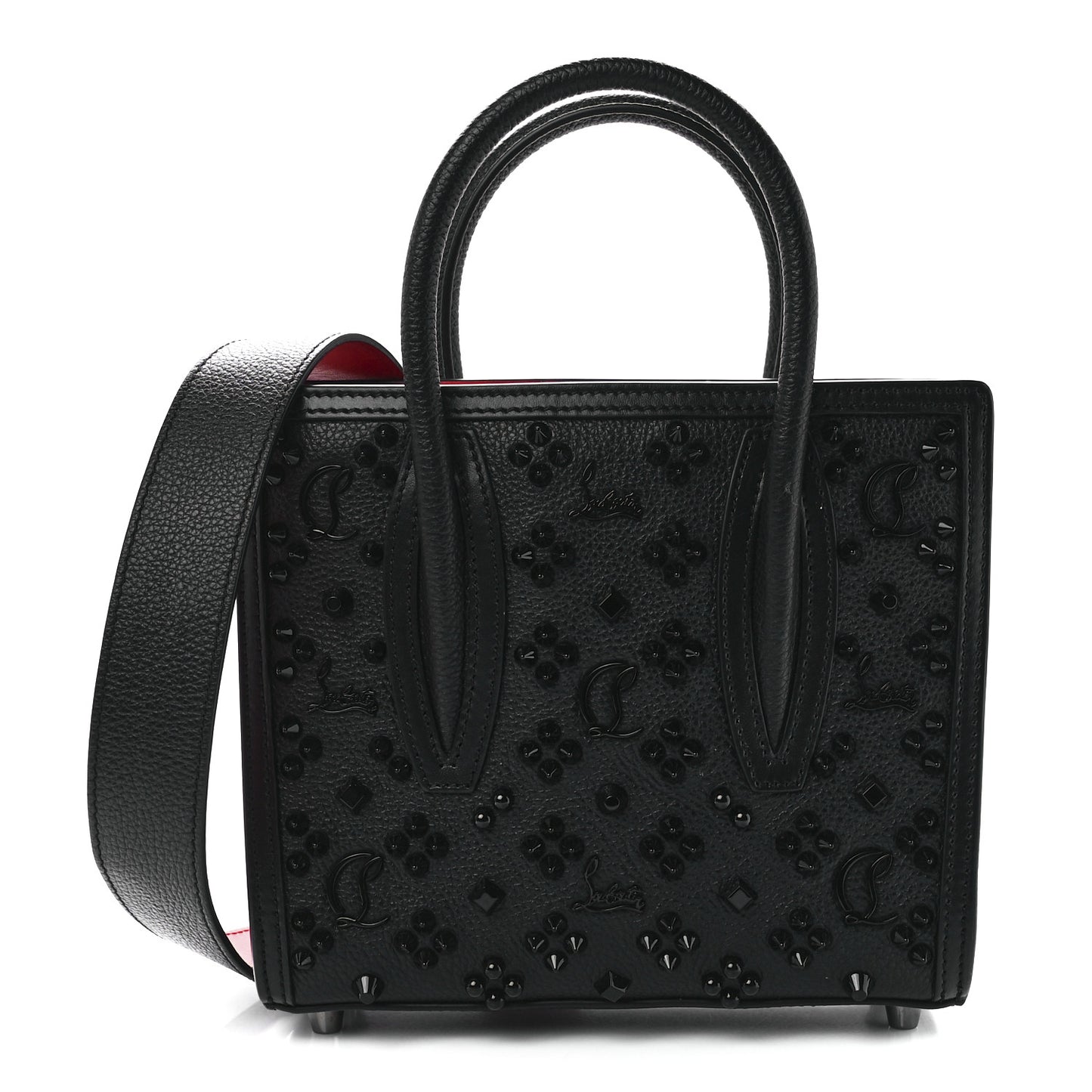 Calfskin Spikes Loubinthesky Mini Paloma Black