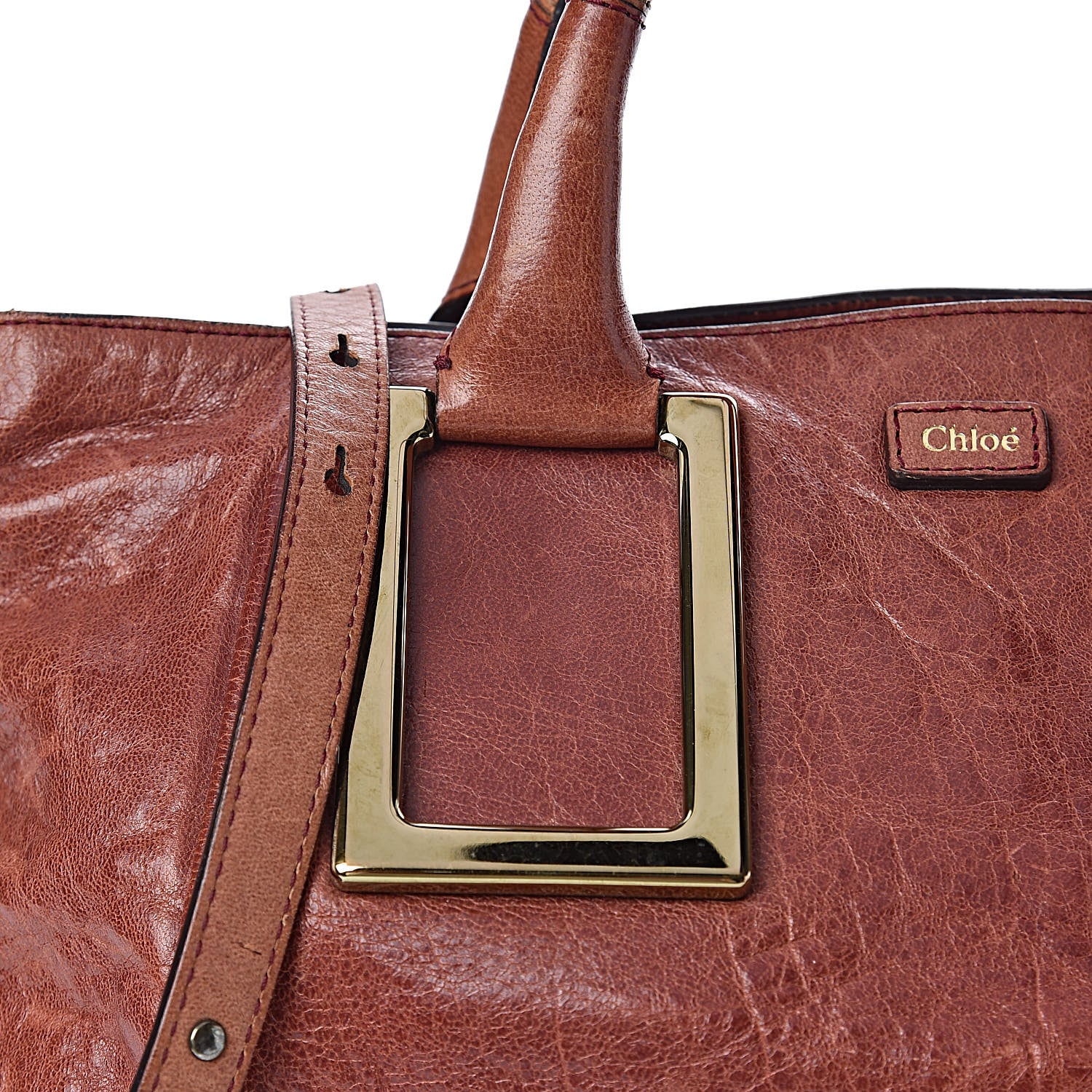 Chloe Tumbled Lambskin Medium Ethel Satchel Nutmeg Moka 12 of 13