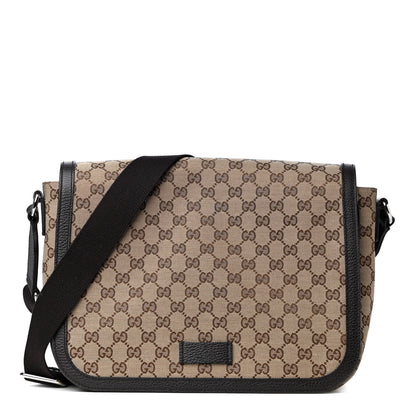 Gucci Monogram Large Flap Messenger Bag Beige Dark Brown 1 of 4