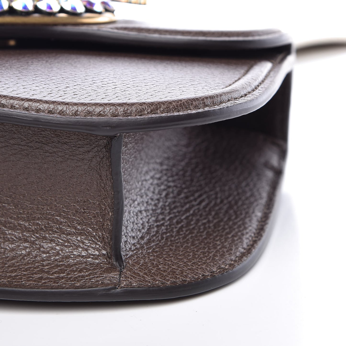 Textured Calfskin Web Crystal Heart Stripe Small Totem Shoulder Bag New Acero