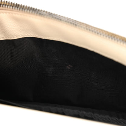 Saint Laurent Grain De Poudre Matelasse Chevron Monogram Envelope Chain Wallet Dove White 12 of 18