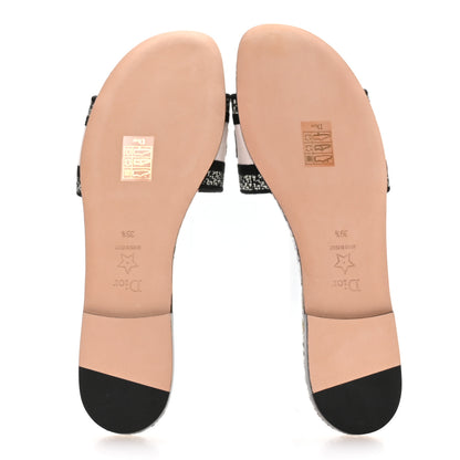 Christian Dior Canvas Embroidered D-Floral Dway Mules Slide Sandals 39.5 Off White Multicolor 6 of 9