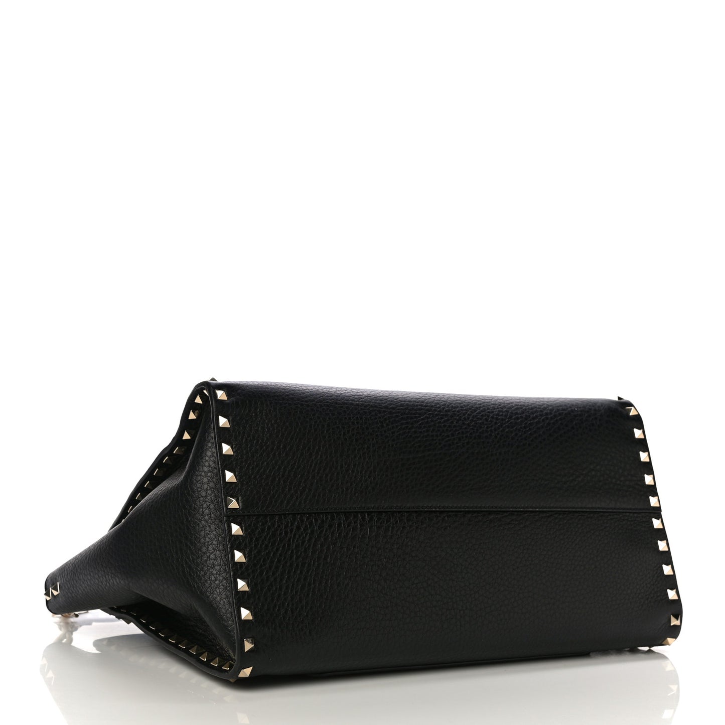 Grained Calfskin Rockstud Satchel Black
