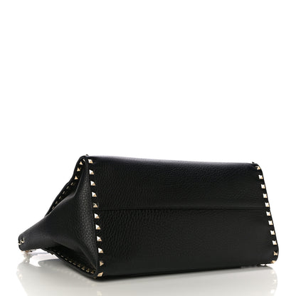 Valentino Garavani Grained Calfskin Rockstud Satchel Black 3 of 12