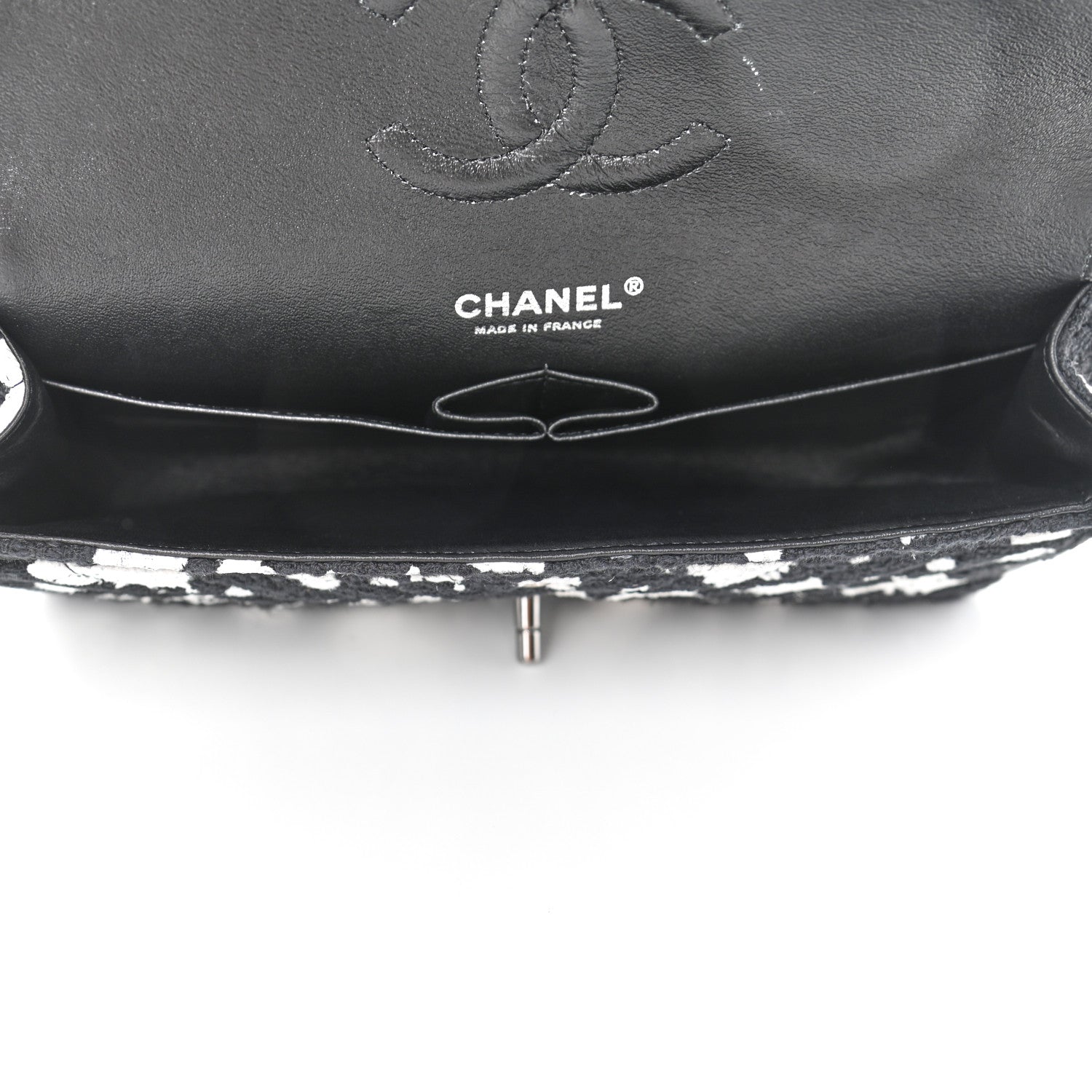 Chanel Painted Tweed Chevron Medium Double Flap Black 4 of 4