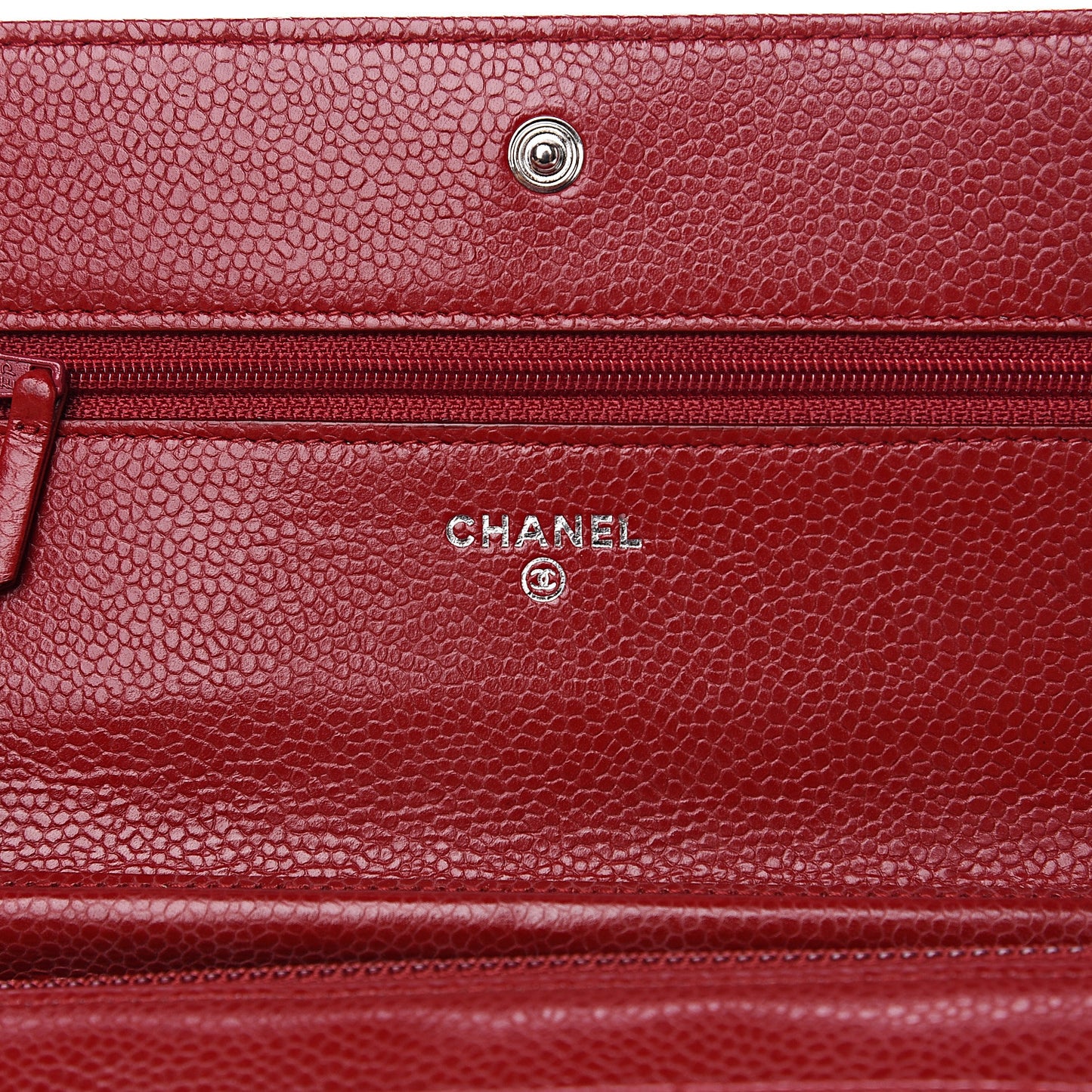 Caviar Quilted Wallet On Chain WOC Dark Red