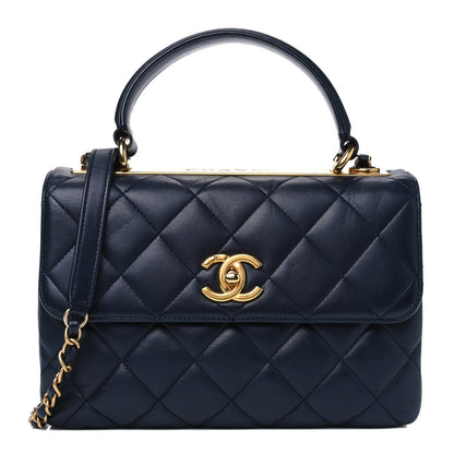 Chanel Lambskin Quilted Small Trendy CC Flap Dual Handle Bag Navy 1 of 8