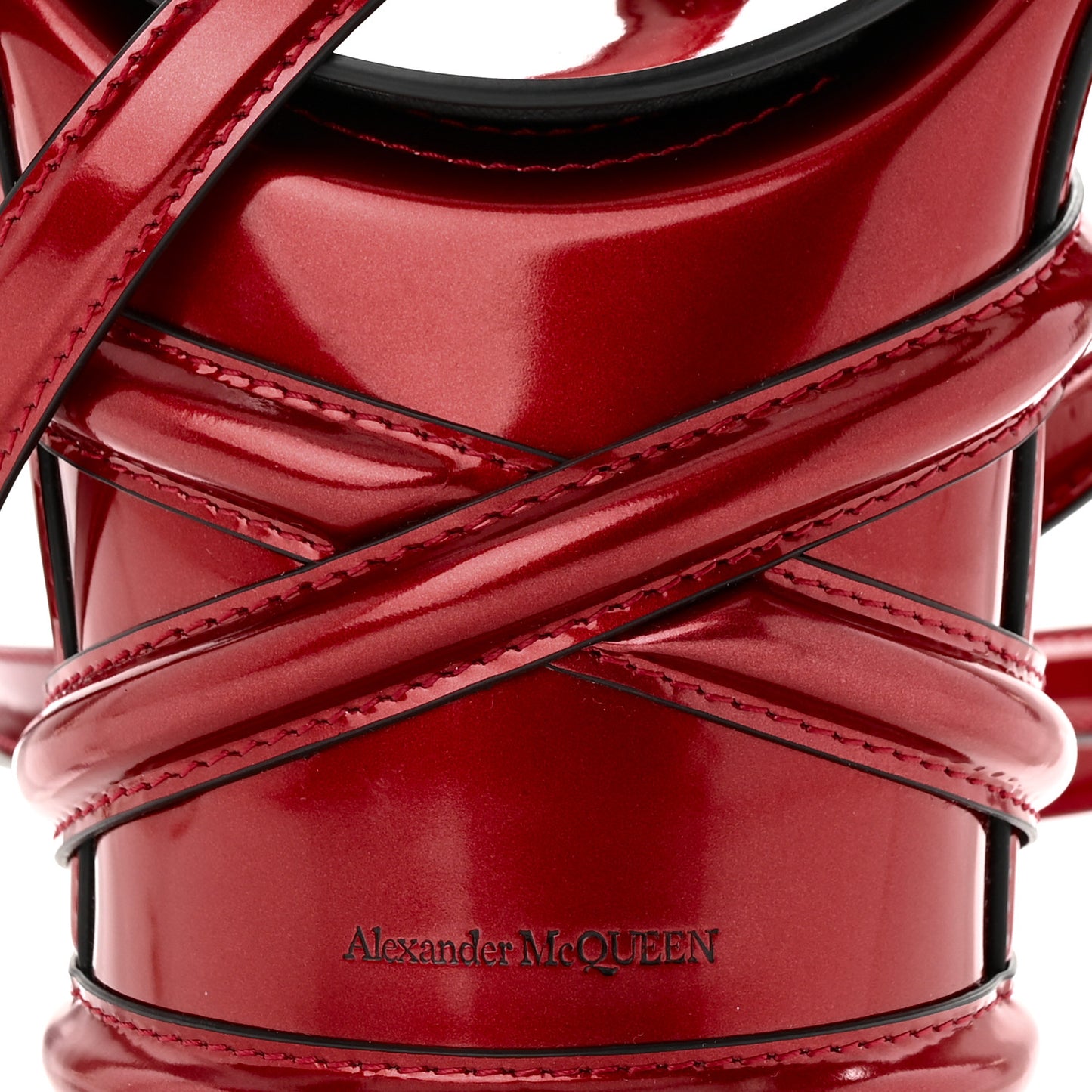 Metallic Calfskin The Curve Mini Shoulder Bag Red